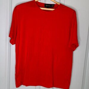 Glenover Lot of 2 Red & Light Blue Ribbed Knit Crew Neck T-Shirts Size 1X